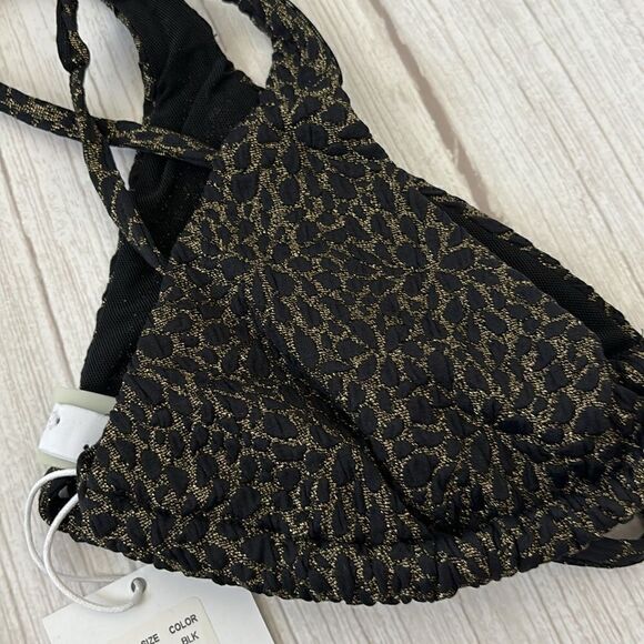 Andie X Demi Moore The Tropez Triangle Swim Top Black Gold - Picture 8 of 9